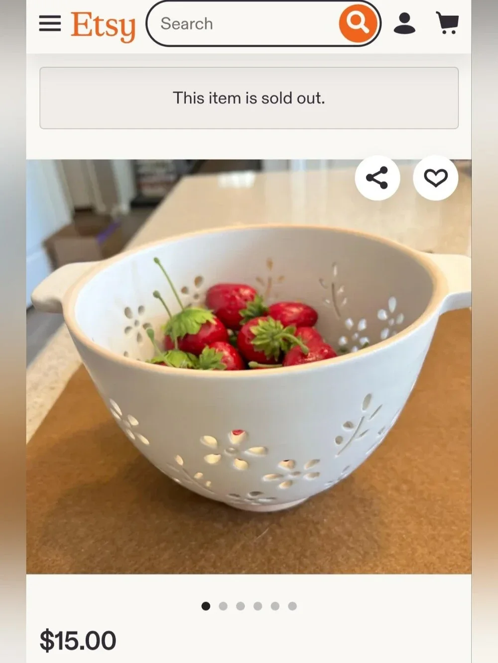 White Ceramic Floral-Colander Bowl with Handles